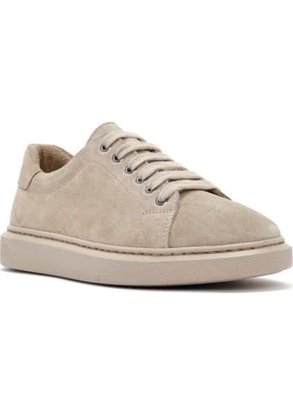 Kadın Bej Bağcıklı Süet Deri Sneaker 25AFD500610