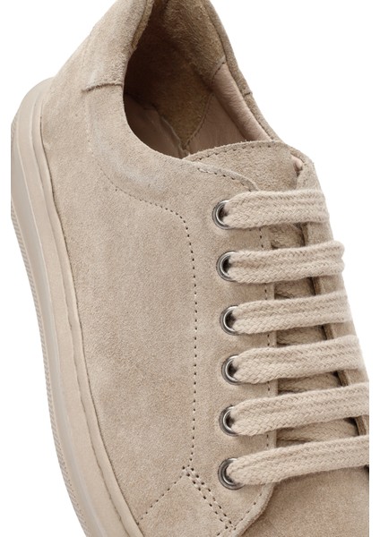 Kadın Bej Bağcıklı Süet Deri Sneaker 25AFD500610