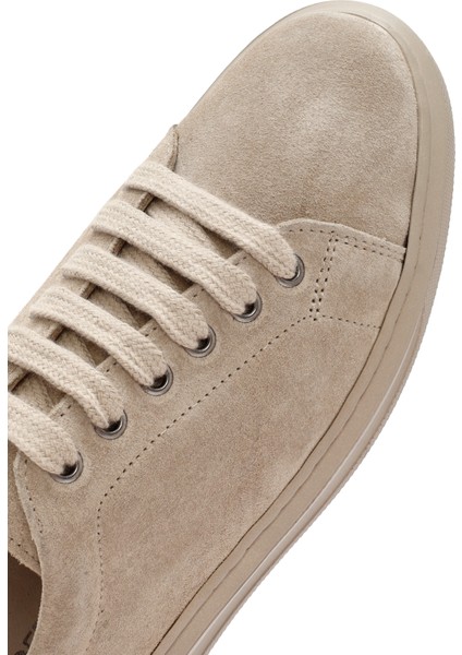 Kadın Bej Bağcıklı Süet Deri Sneaker 25AFD500610