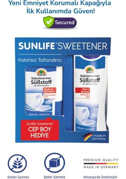 Kalorisiz Tatlandırıcı - 1200 Tablet + 300 Tablet Hediye, Almanya'da Üretilmiştir, Geleneksel Tarif, Katkı Maddesi İçermez fiyatları
