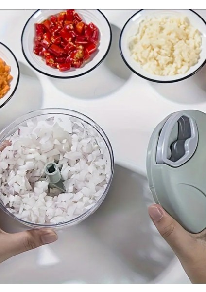 5 Bıçaklı Ipli El Rondosu Büyük Boy Soğan Sebze Doğrayıcı fırsatları