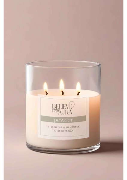 Pudra Kokulu Büyük Kavanoz Mum - %100 Doğal Soya Mumu Ahşap Kapaklı Aromaterapi Mum - 600 cc indirimleri