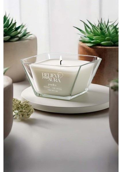 Pudra Kokulu Mum - %100 Doğal Soya Mumu Aromaterapi ve Dekoratif Kokulu Mum - 280 cc