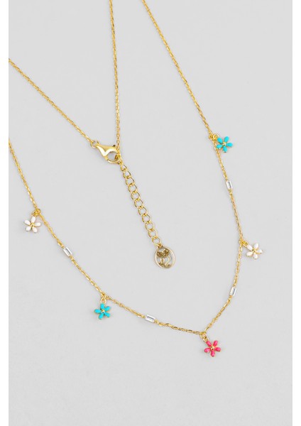 Sevilla Çiçeği 18 Ayar Sarı Altın Kaplama 44 cm Gümüş Kolye