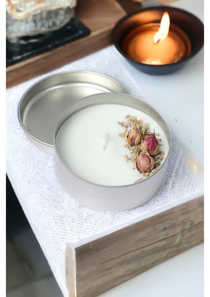 Gül Dekorlu Mum - %100 Doğal Soya Mumu Gül Kokulu Mum - 50 cc fiyatları