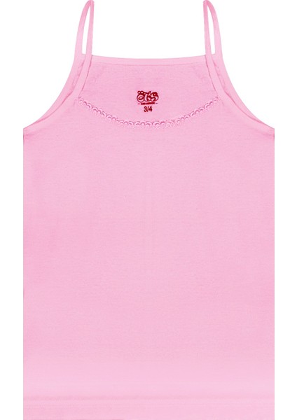 Kız Çocuk Atlet Ribana Ince Askılı Dantel Detaylı (%100 Pamuk)