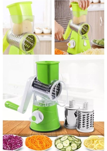 Dönen Sebze Dilimleyici Tutma Kollu Çok Renkli, Patates, Havuç ve Meyve Kesme Rende