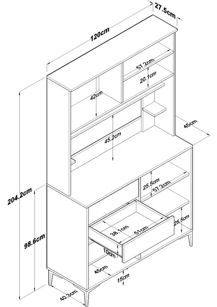 JE212 Kahve Köşesi Çok Amaçlı Dolap 8 Kapaklı 2 Çekmeceli Raflı Kiler Mutfak Dolabı Beyaz - Sepet Ceviz fiyatları