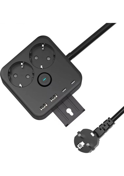 Akım Korumalı Priz 2x USB 2x Type-C Akım Korumalı 2'li Priz 1.4 mt Duvar Askılı Standlı Grup Priz modelleri