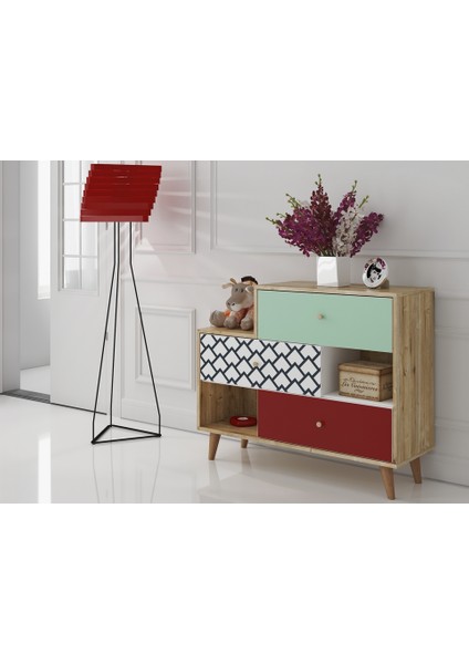 Hunerika Marena 3 Çekmeceli Şifonyer -Renkli-Minifiks Bağlantı