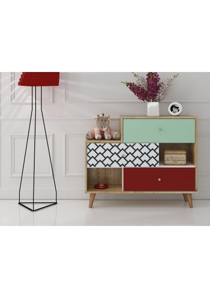 Hunerika Marena 3 Çekmeceli Şifonyer -Renkli-Minifiks Bağlantı fiyatları