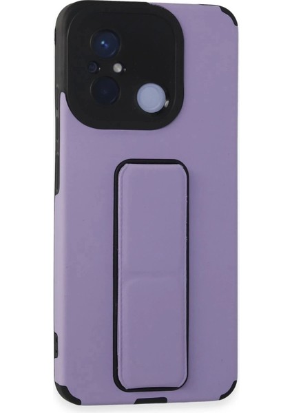 Newface Xiaomi Redmi 12C Kılıf Mega Standlı Silikon - Lila