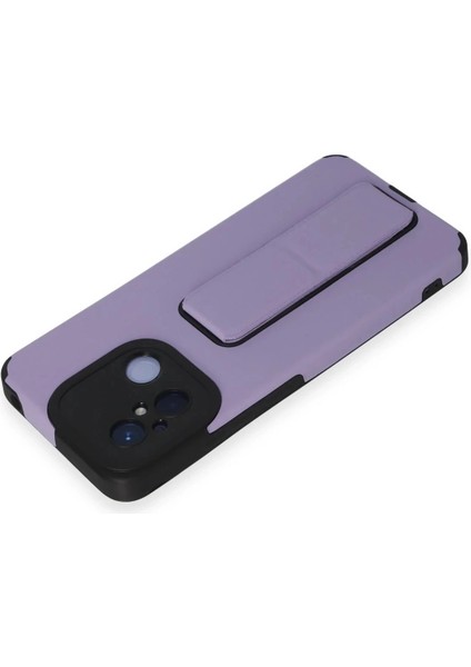 Newface Xiaomi Redmi 12C Kılıf Mega Standlı Silikon - Lila modelleri