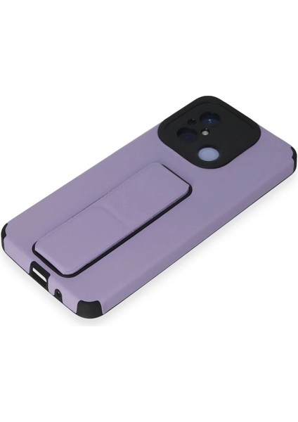 Newface Xiaomi Redmi 12C Kılıf Mega Standlı Silikon - Lila fırsatları