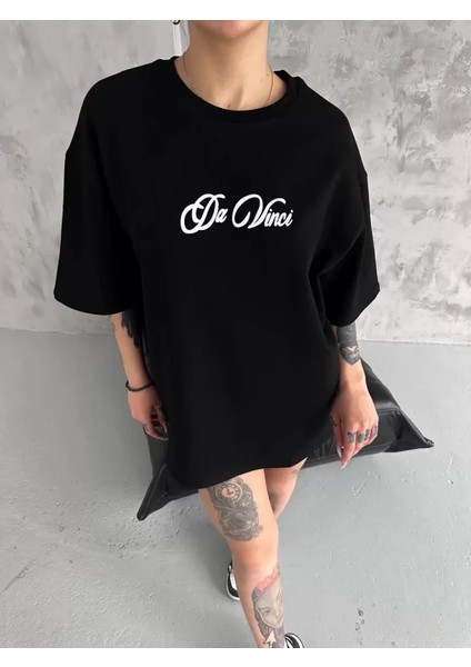 Unisex Baskılı Oversize T-Shirt - Siyah fiyatları