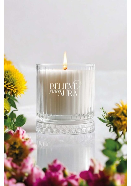 Lavanta Kokulu Mum - %100 Doğal Soya Mumu Kristal Bardak Aromaterapi Kokulu Mum - 210 cc modelleri