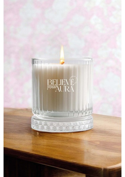 Lavanta Kokulu Mum - %100 Doğal Soya Mumu Kristal Bardak Aromaterapi Kokulu Mum - 210 cc fırsatları