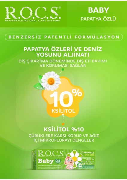 Bebek Diş Macunu - Papatya Özlü, Florürsüz, Doğal Formül, 0-3 Yaş için, Bitkisel BIO Bileşenler fırsatları