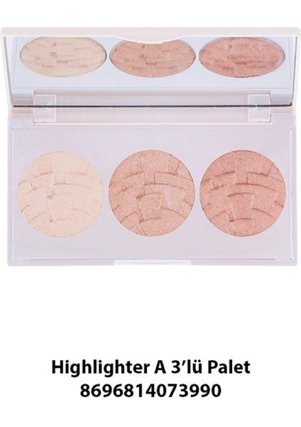 3'lü Pudra Highlighter Paleti - Doğal Işıltılı Renkler, Hafif Yapı ve Uzun Süre Kalıcı Etki fırsatları