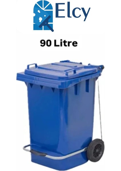 90 Litre Tıbbi Atık Plastik Pedallı Çöp Konteyneri Mavi Isıya Karşı Dayanıklı