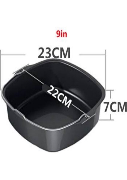 Çok Renkli Xxl Airfryer Aksesuarları Seti Kare Tencere ve Izgara modelleri
