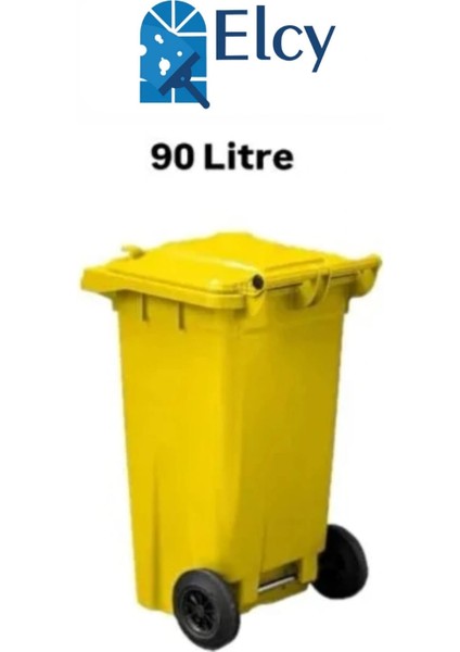 Tıbbi Atık Plastik Çöp Konteyneri Sarı 90LT Plastik Konteyner Isıya Karşı Dayanıklı