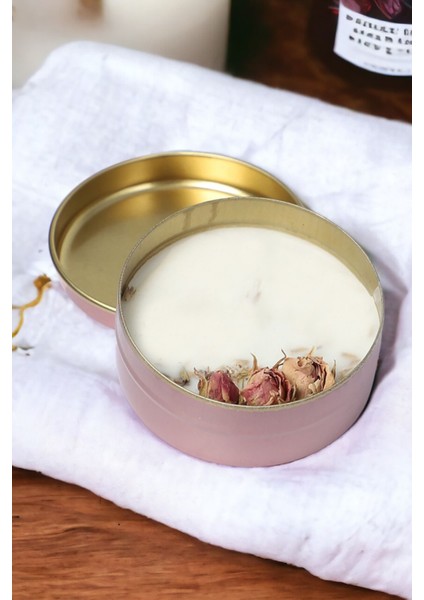 Gül Dekorlu %100 Soya Wax Gül Kokulu Mum - 50 cc indirimleri