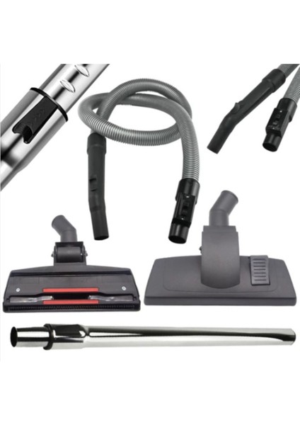 Çelik Borulu Süpürge Hortum Seti – Güçlü Gri