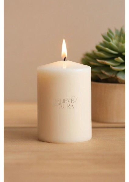 Sandal Ağacı Kokulu Silindir Mum - %100 Doğal Soya Mumu Beyaz Dekoratif Mum - 450 gr modelleri