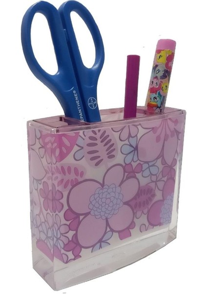 2 Adet Kalemlik Pembe Çiçekli Akrilik Ofis Gereci 10X10X3CM fırsatları
