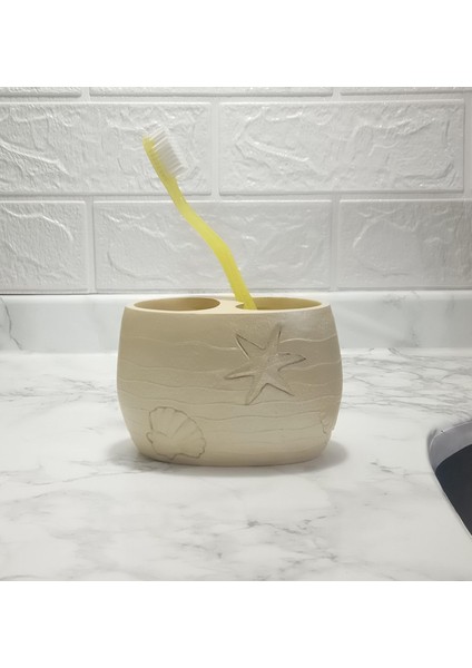 2 Adet Diş Fırçalık Istiridye Poliresin 10X10X9CM Banyo Seti fiyatları