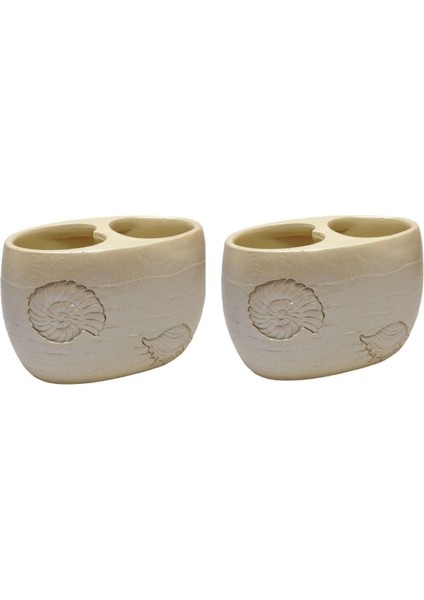 2 Adet Diş Fırçalık Istiridye Poliresin 10X10X9CM Banyo Seti modelleri