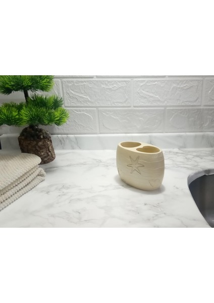 2 Adet Diş Fırçalık Istiridye Poliresin 10X10X9CM Banyo Seti fırsatları
