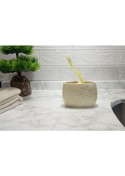 2 Adet Diş Fırçalık Istiridye Poliresin 10X10X9CM Banyo Seti indirimleri