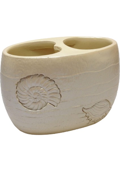 2 Adet Diş Fırçalık Istiridye Poliresin 10X10X9CM Banyo Seti