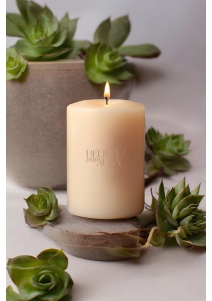 Sandal Ağacı Kokulu Silindir Mum - %100 Doğal Soya Mumu Beyaz Dekoratif Mum Seti - 2X600 gr indirimleri