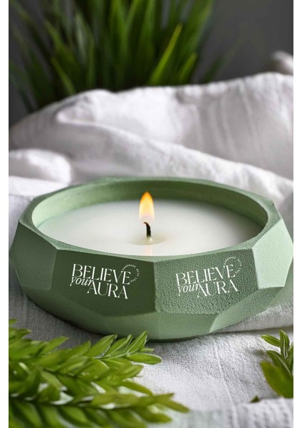 Sandal Ağacı Kokulu Mum - %100 Soya Mumu El Yapımı Yeşil Beton Aromaterapi Kokulu Mum - 450 cc modelleri