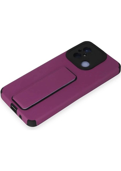 Newface Xiaomi Redmi 12C Kılıf Mega Standlı Silikon - Mor fırsatları