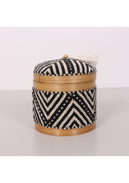 Mylamp Bali Boncuklu Bambu Saklama Kutusu M 15X17 cm