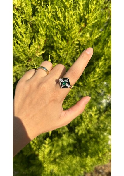 Siyah Mineli Ayarlanabilir Yüzük modelleri