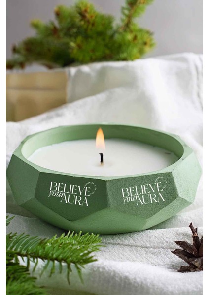 Sandal Ağacı Kokulu Mum - %100 Soya Mumu El Yapımı Yeşil Beton Aromaterapi Kokulu Mum - 450 cc indirimleri