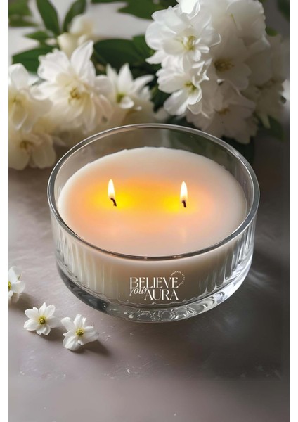 Pudra Kokulu Mum - %100 Doğal Soya Mumu Dekoratif ve Aromaterapi Kokulu Mum - 500 cc