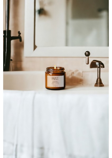 Yasemin Kokulu Mum - %100 Doğal Soya Mumu Amber Kavanoz Aromaterapi Mum - 100 cc indirimleri