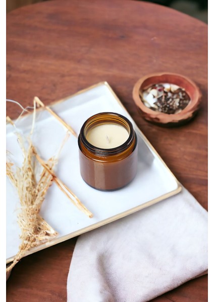 Yasemin Kokulu Mum - %100 Doğal Soya Mumu Amber Kavanoz Aromaterapi Mum - 100 cc