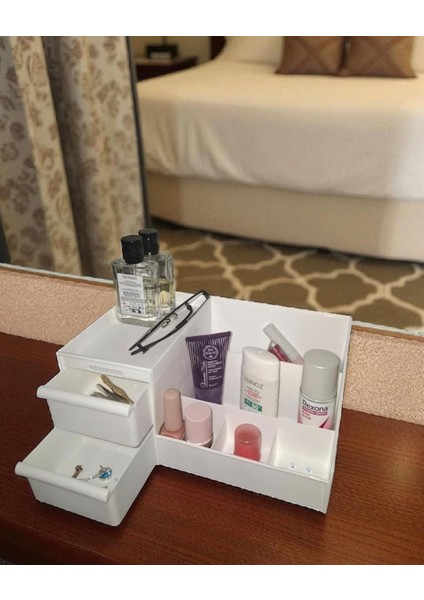 2 Çekmeceli Masa Üstü Düzenleyici Çekmeceli Kozmetik Makya Kalemlik