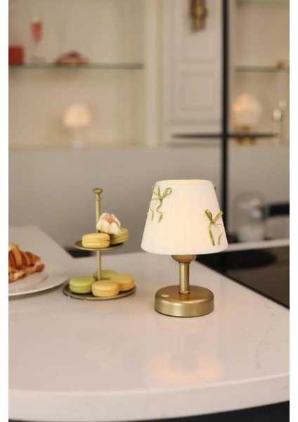 Krem Kadife Süet Siyah Fiyonk Kablosuz Şarjlı Masa Lambası - Alt Uzun Siyah indirimleri