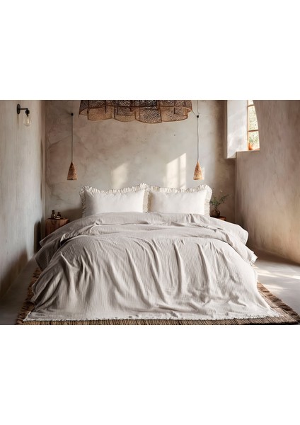 Natura Müslin Çok Amaçlı Örtü Tek Kişilik Açık Gri