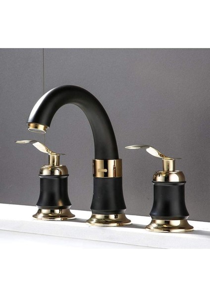 Banyo Lavabo Bataryası Ankastre Siyah Gold Renk 3'lü Set Yeni 7 Yıl Garantili Ithal