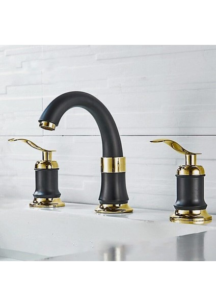 Banyo Lavabo Bataryası Ankastre Siyah Gold Renk 3'lü Set Yeni 7 Yıl Garantili Ithal fiyatları