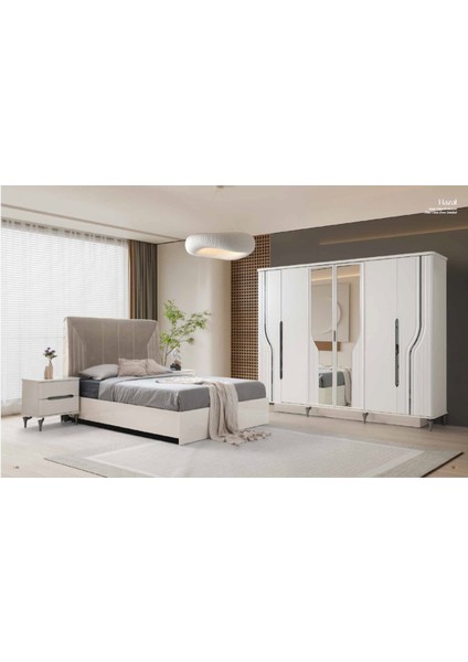 Aby Ekru - Füme Hazal Yatak Odası Takımı
